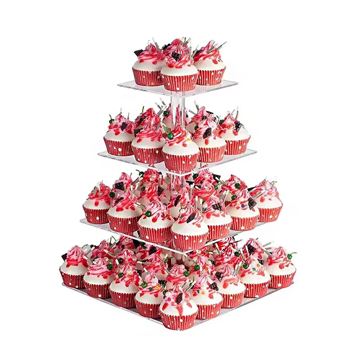 4 Tiers Clear Acrylic Cupcake Display Stand
