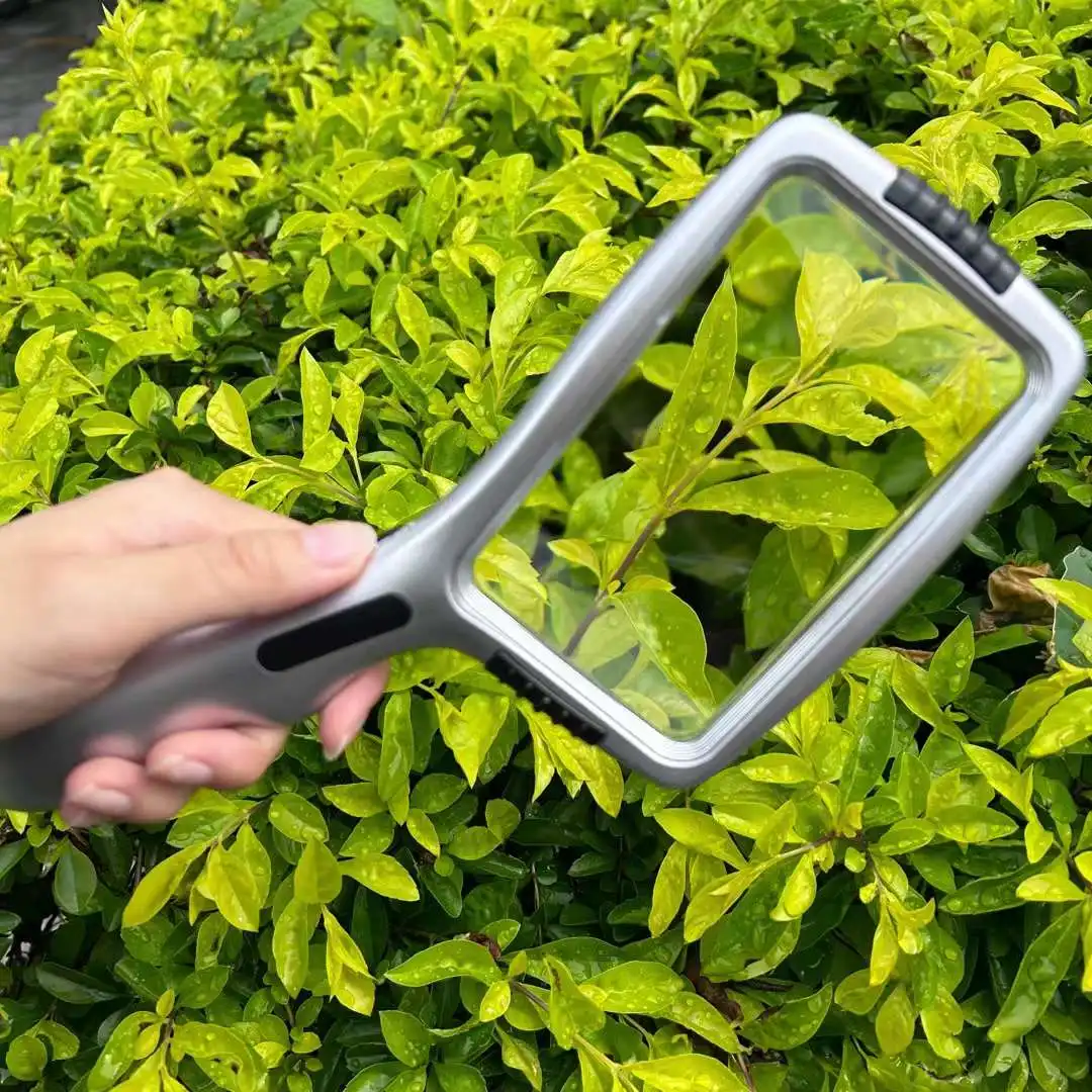 High Quality Wholesale Custom Glass Magnifier 4X Rectangular Magnifying Glass With LED Light For Reading
