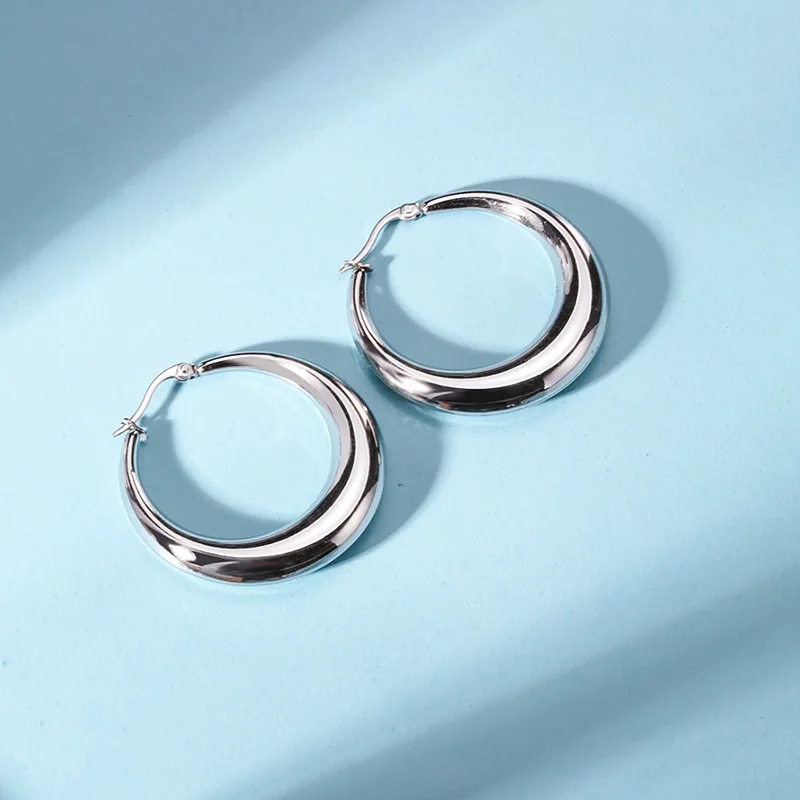 Statement Hollow Big Large Thick Chunky Earring Fashion 18k Gold Plated Stainless Steel Jewelry Hoop Earrings For Women 2021