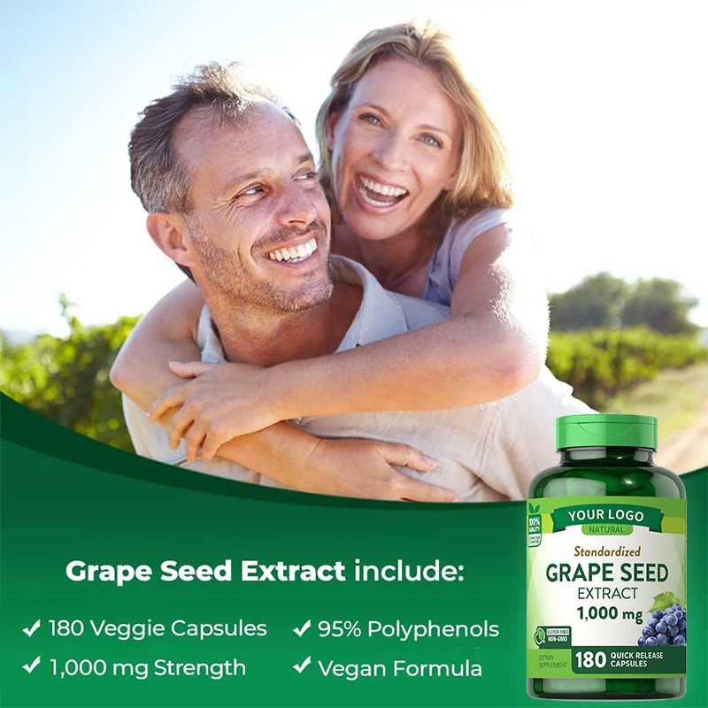 Natural Supplement Health Food Grape Seed Oil Extract Softgel Grapeseed Capsules OPC OEM Private Label 120mg 500mg Antioxidant