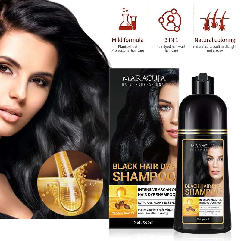 2020 popular wash to colortful hair dye shampoo no ammonia anti- irritant herbal wash black color shampoo