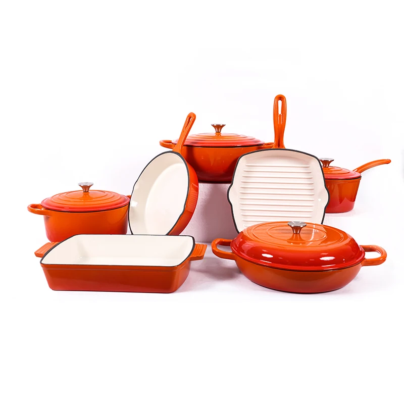 custom Kitchen enamel cast iron cookware set Multi Cookware Cast Iron Enameled Pots And cast iron Pans Set