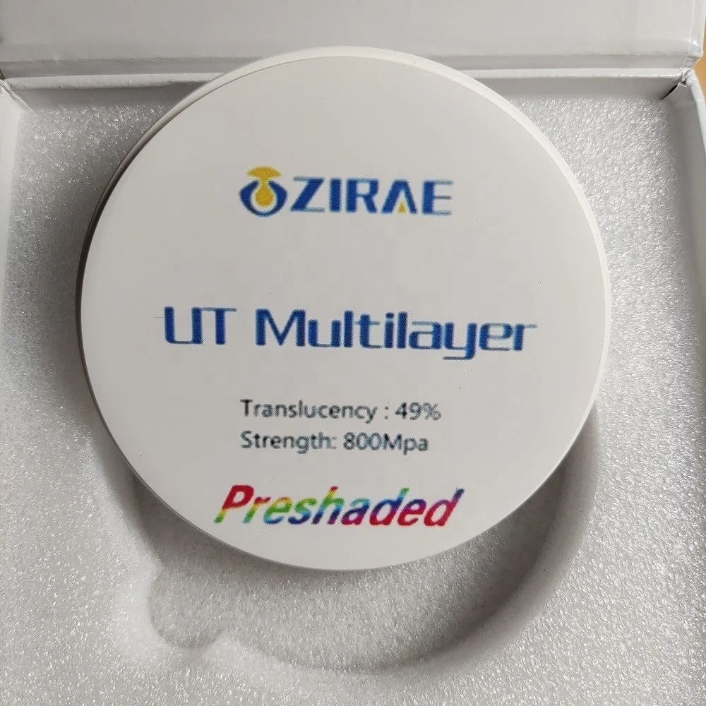 CE approved 49% translucent UT multilayer  zirconia dental block for CAD CAM Open system