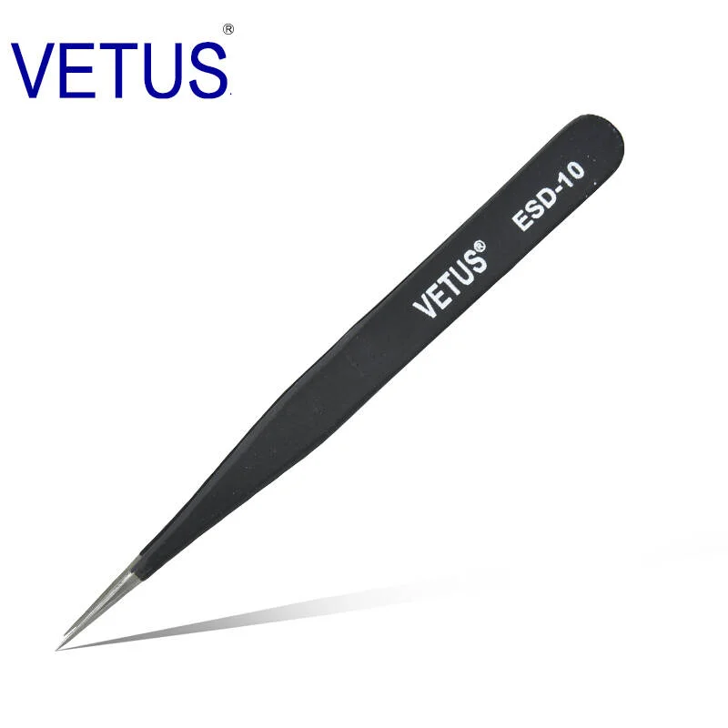Vetus ESD-10 нержавеющей стали с заостренным наконечником промышленный пинцет/Антистатический остроконечный пинцет/ESD пинцет для наращивания ресниц