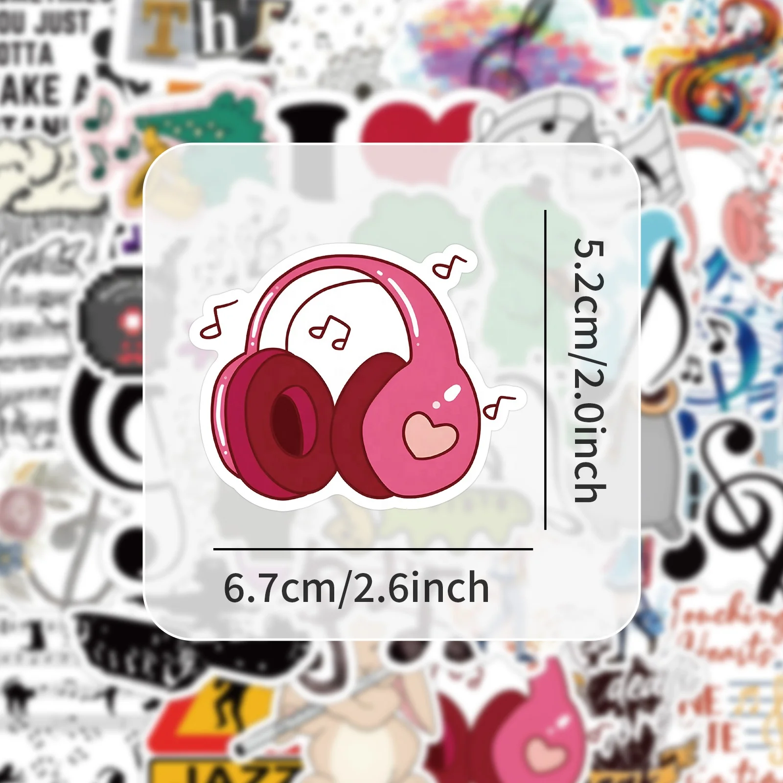 Custom 53pcs Cartoon Musical note Sticker for kids Waterproof Vinyl Laptop Phone Decoration Graffiti Music Stickers Students