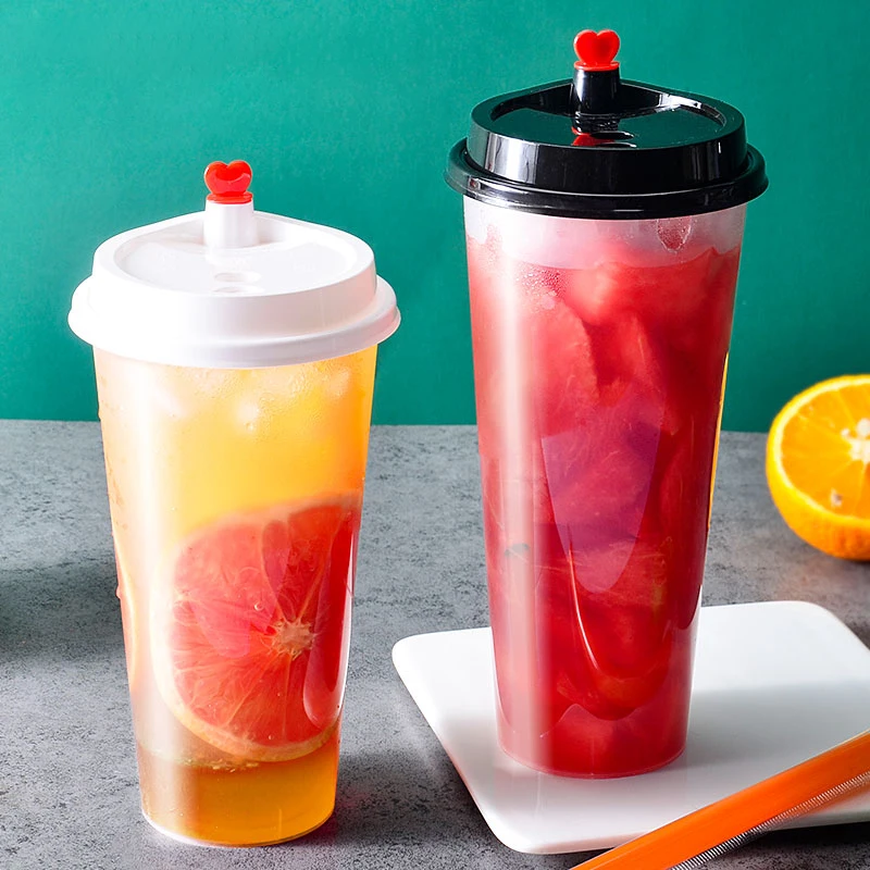 Hot Sale New Takeaway Transparent Bubble Tea Milk Tea Plastic Cups Lid Pp Cup Injection