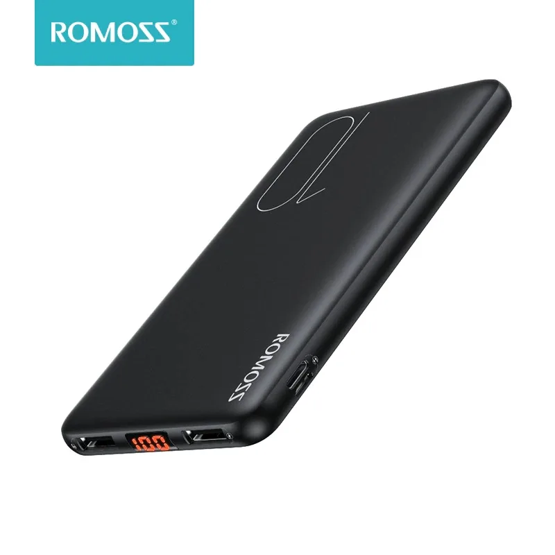 Оригинальный ROMOSS внешний аккумулятор PSP10 17 мм тонкий внешний аккумулятор 10000 мАч тонкий USB 10000 мАч заметная легкость светодиодный дисплей