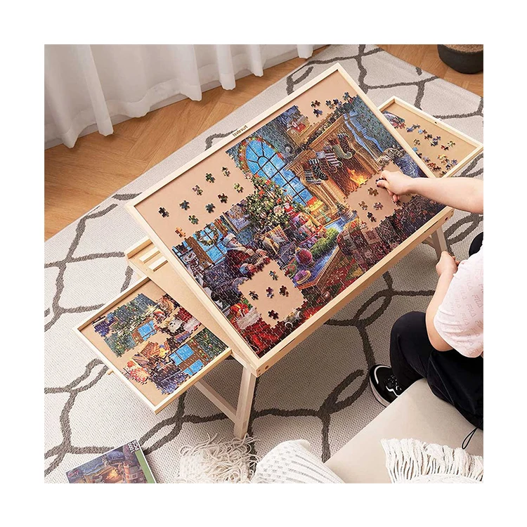 Jigsaw-головоломка из 1000 предметов складной деревянный стол доска-головоломка со складными ножками