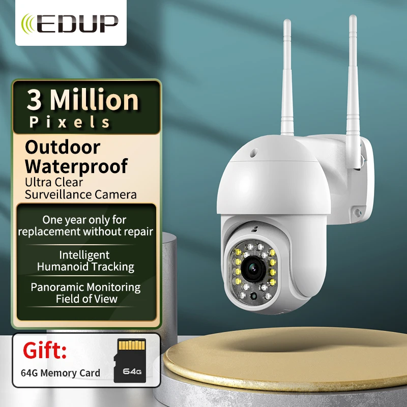 Уличная беспроводная камера видеонаблюдения EDUP IP66 Wi-Fi 1080p