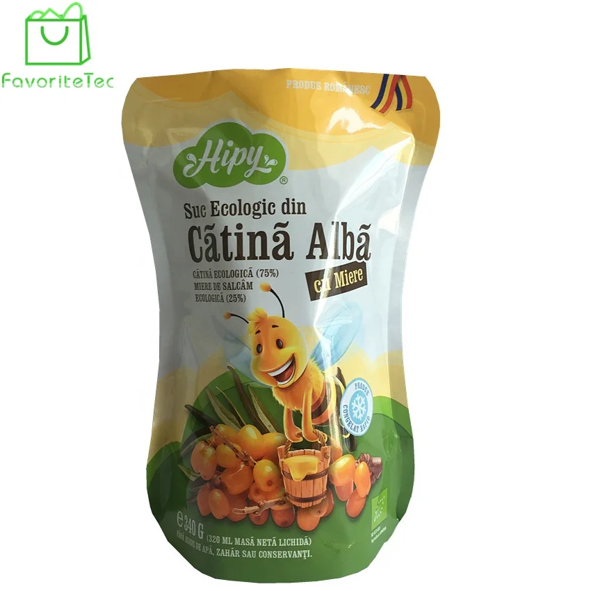 Custom Printed CMYK Stand Up Spout Pouch Honey Jelly Packaging Bag