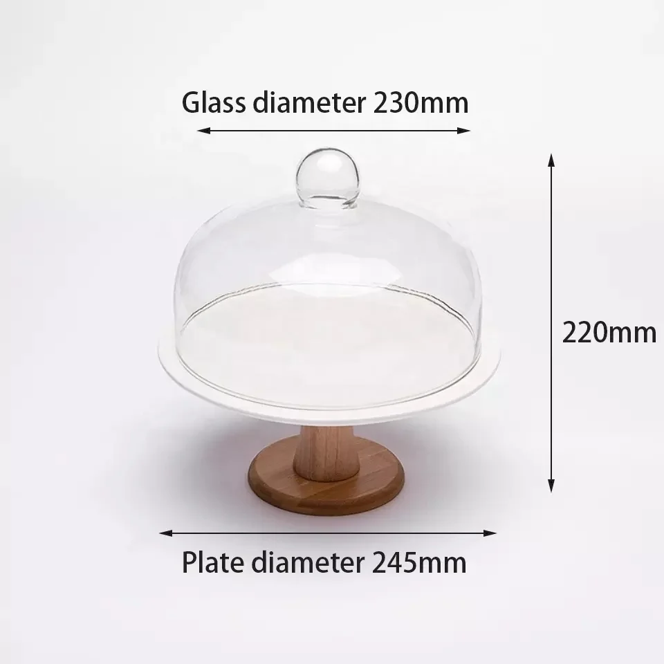 Home Hotel Store European Dustproof Display Glass Cover Cake Decorations ceramic Cake Stand With Glass Cover