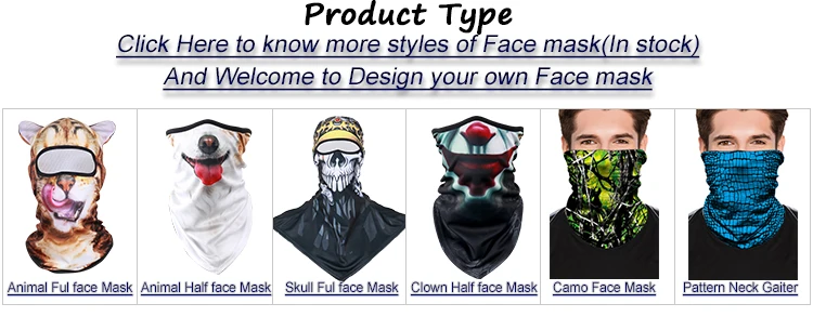 
3D custom print scarf cooling headwear Half head tube bandana dog neck gaiter face Cover mask 