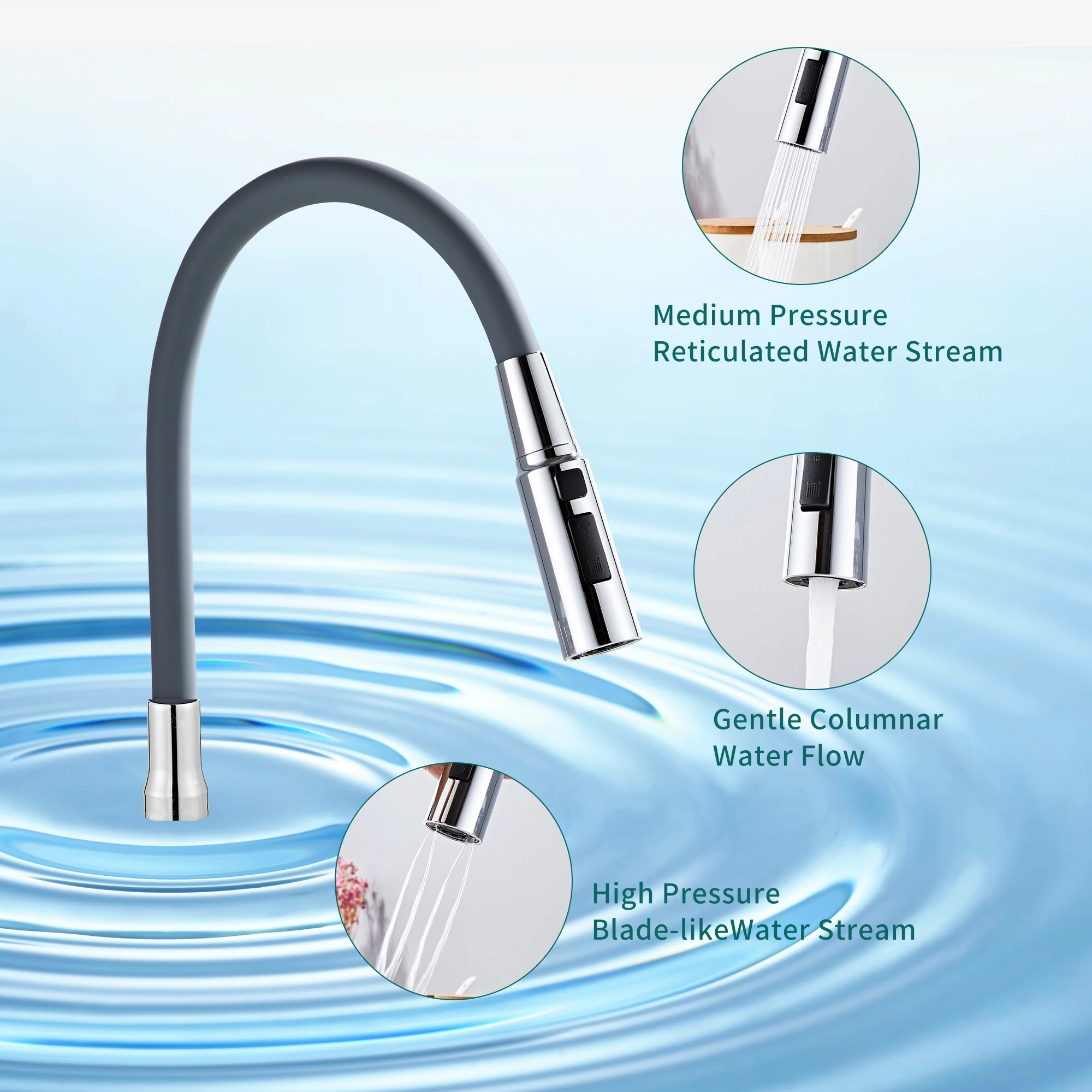 Factory Price custom color Flexible Rubber Silicon Hose Household Automatic sensor spout 360 Degree Rotation Kitchen Faucet