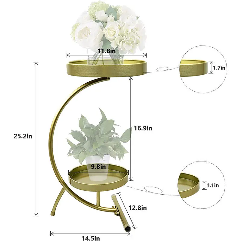 Good Price New product 2 Layer Folding Metal Living Room Bedroom Flower Plant Pot Shelf Rack Display Stand