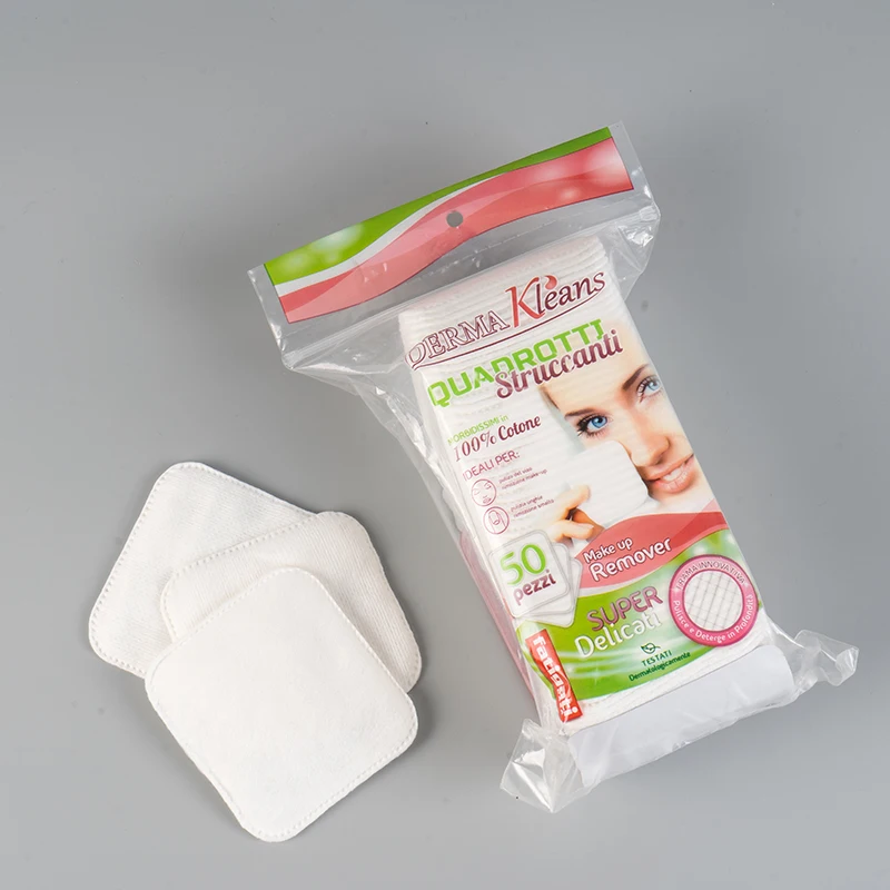 Двусторонние косметические ватные диски, 50 шт., квадратные одноразовые диски для снятия макияжа