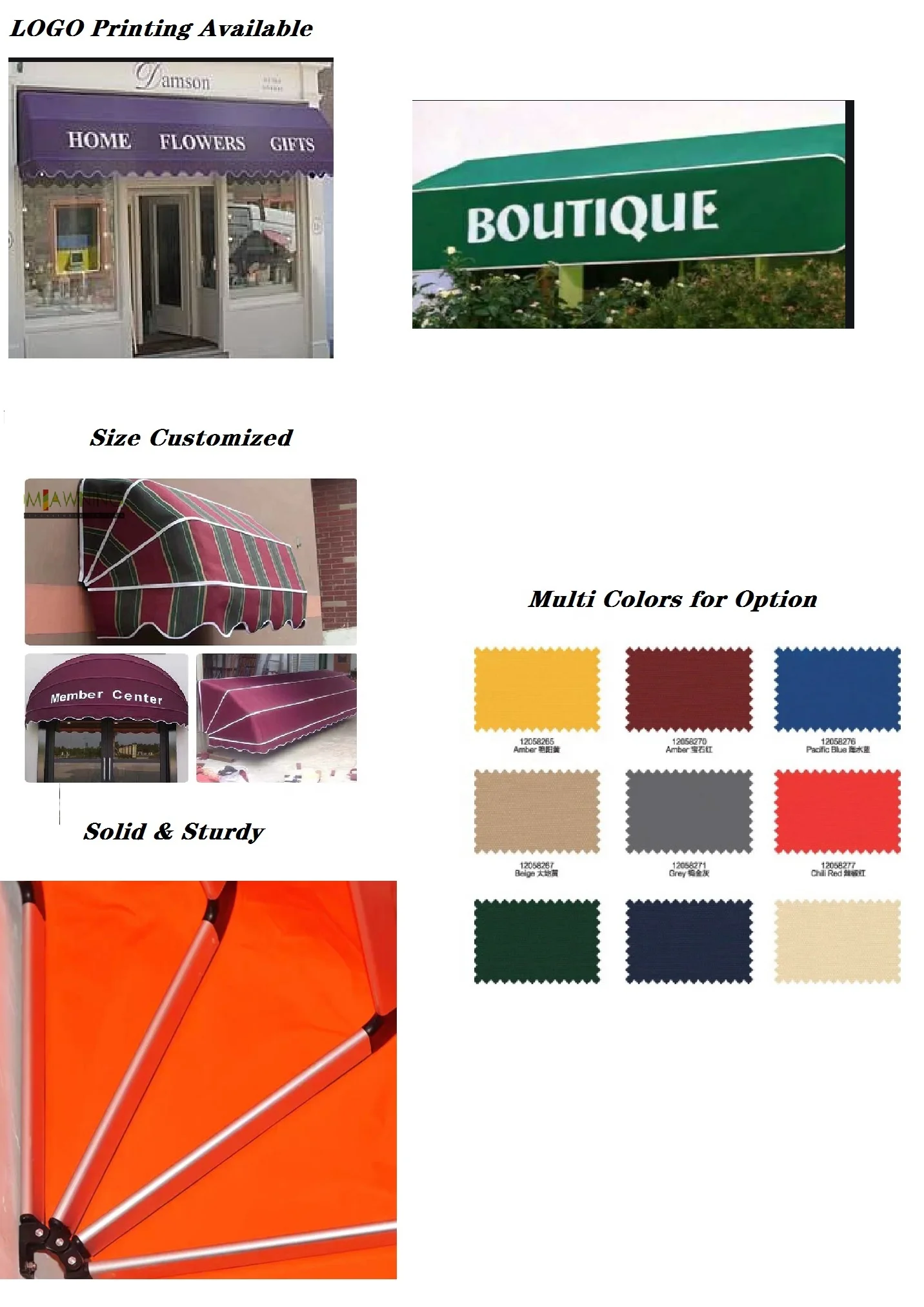 Commercial Folding European Style Awning ,french Style Awning Aluminum Dutch Canopy 6306120000 Dia. 3m Plastic Each Pc/carton