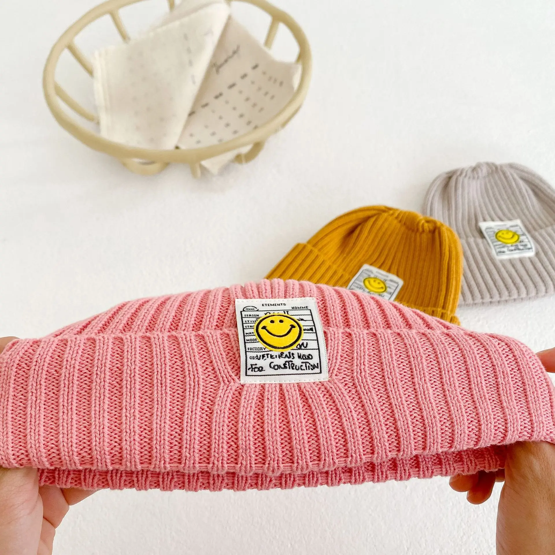 Autumn and winter baby warm knitted hat all cotton wool line hat custom