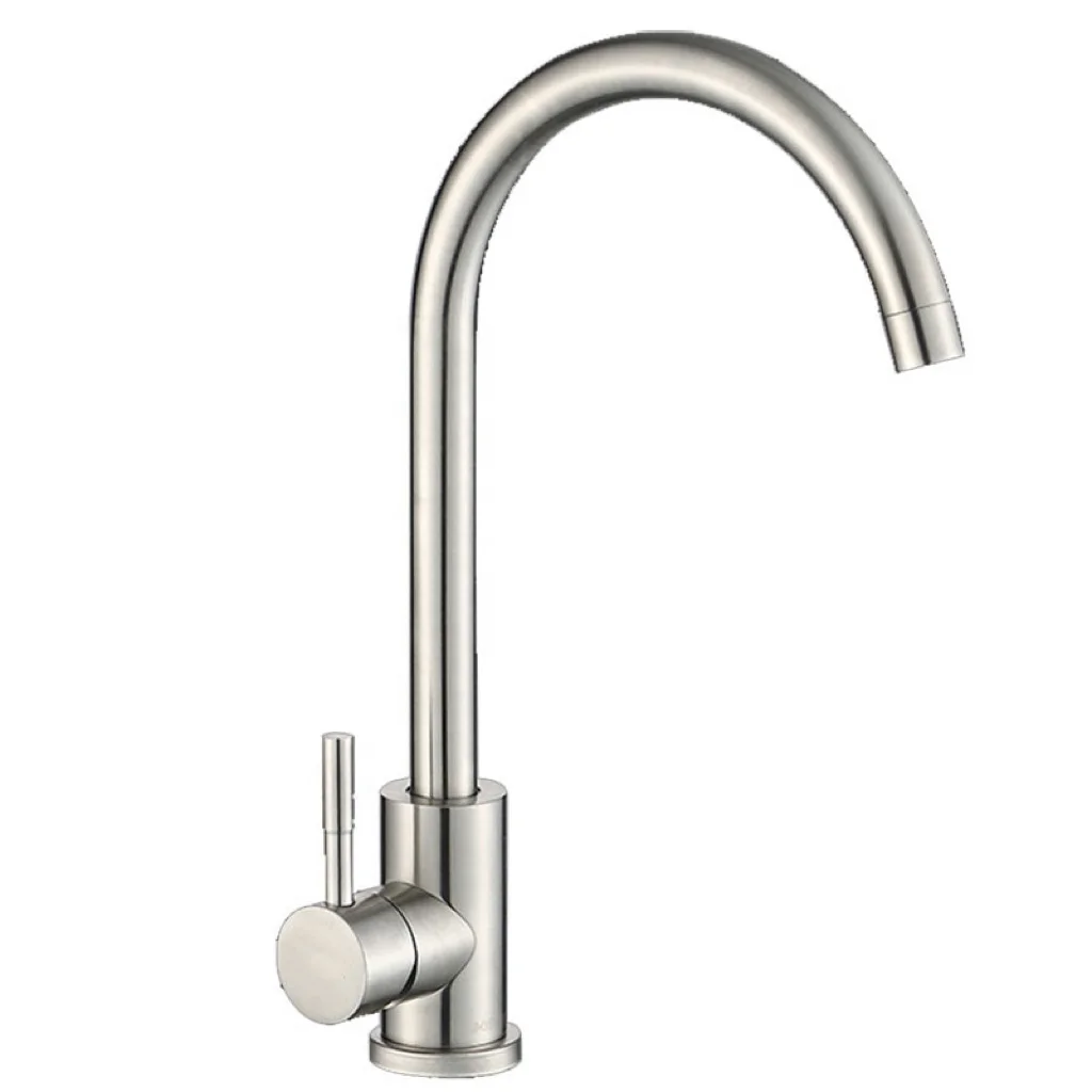304 Stainless Steel Deck Mounted Kitchen Sink Faucet Rotatable Hot and Cold Water Faucet Tap for Kitchen Sink