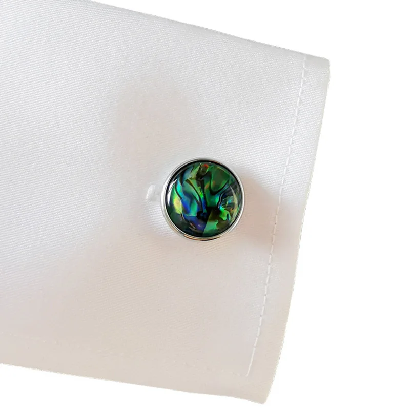 Wholesale Natural Abalone Shell Mother of Pearl Luxury Stone Cuff links Custom Business Suit Shirt Wedding Tuxedo Gift Cufflinks