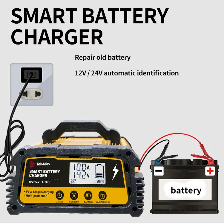 12V 24V 5A 10A 20A 25A Motorcycle Car Battery Charger Pulse Repair Lead Acid Battery Charger EU US UK AU JP