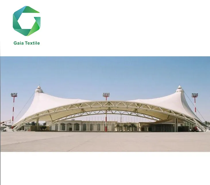 Gaia wholesale acrylic tarpaulin pvc coated waterproof stretch tent fabric for tensil membrane structure