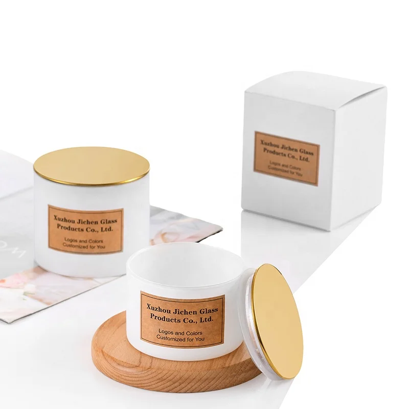 luxury home decoration items straight empty matte white glass candle jars with customized colors and logos