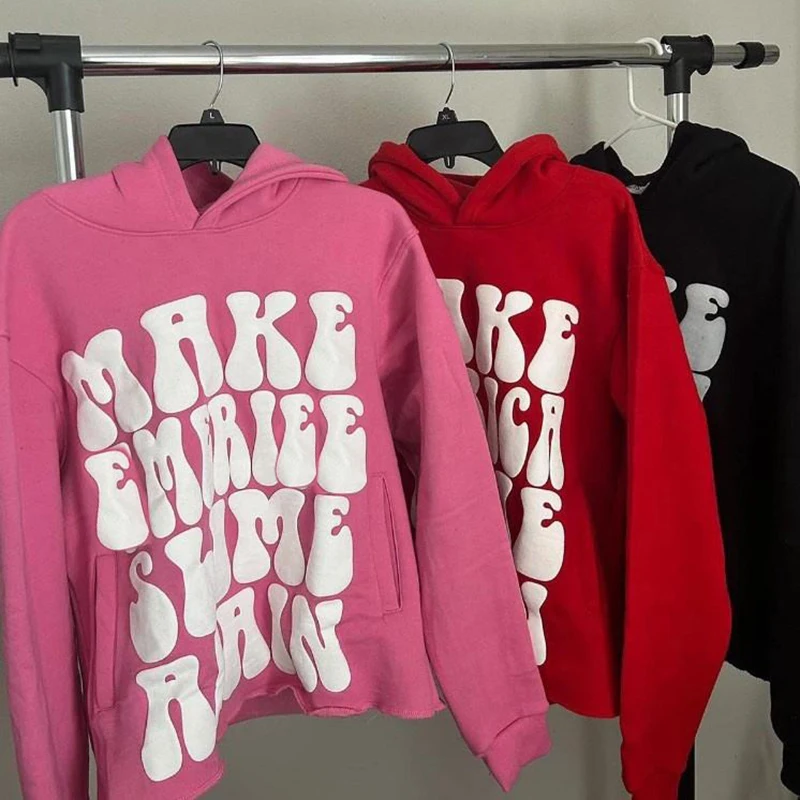 YYSY Oem Manufacturer Street Wear Cut Edge Raw Hem Pullover No Stings Cropped Hoodie Men Custom Logo 3d Puff Print Hoodies