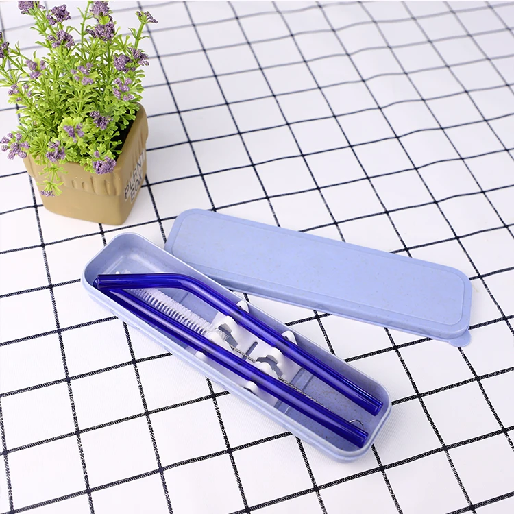 Transparent Eco-friendly Glass Straws Drinking Straws Bar Accessories Glass Straight and Bent Glass Straws Set with Brush