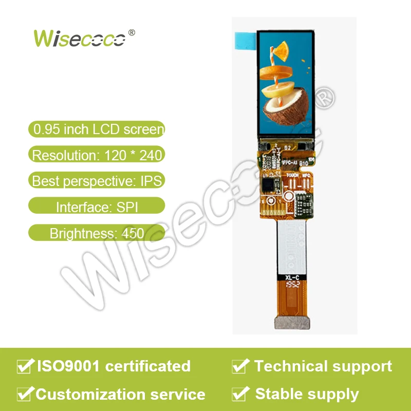 Wisecoco Factory Wholesale Custom Screen Size Cable Interface 0.95 Inch 120*240 Lcd Panel Display Small Screen
