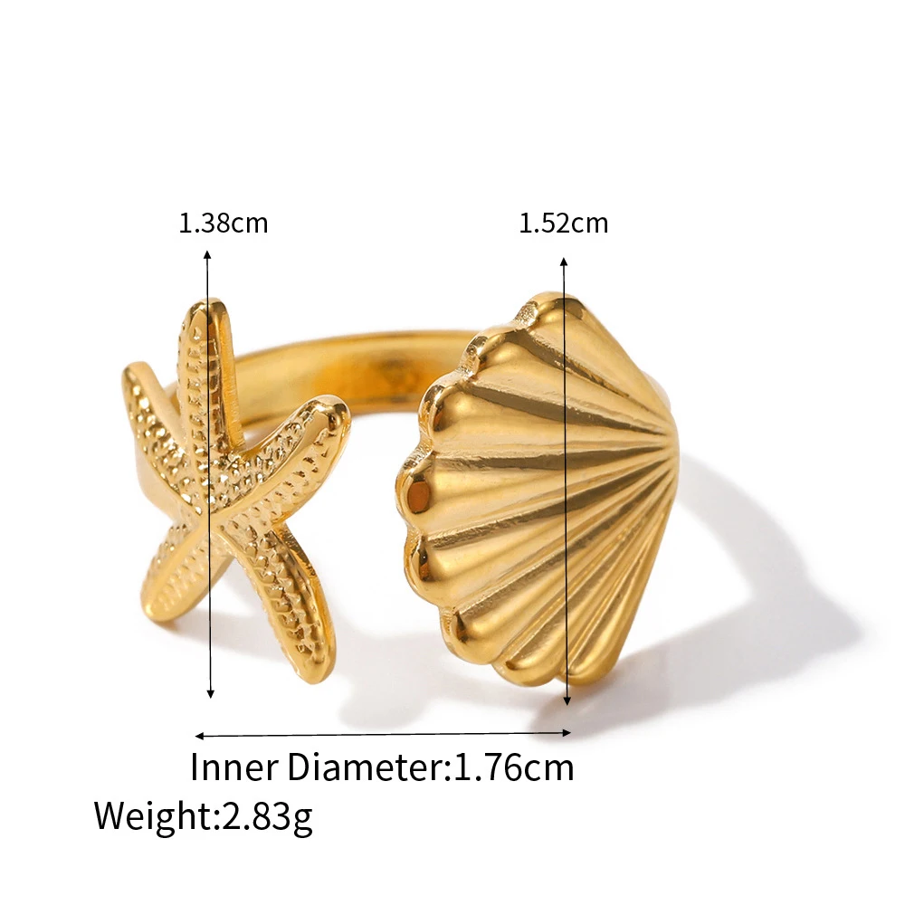 Unique earrings 18K Gold Plated Stainless Steel Texture Scallop Shell Shape Necklace And Earring Set Ocean series