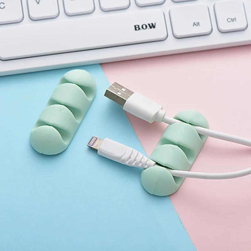 Portable Adhesive Desktop Wire Retainer Silicone Charger and Cable Wire Clip Organizer
