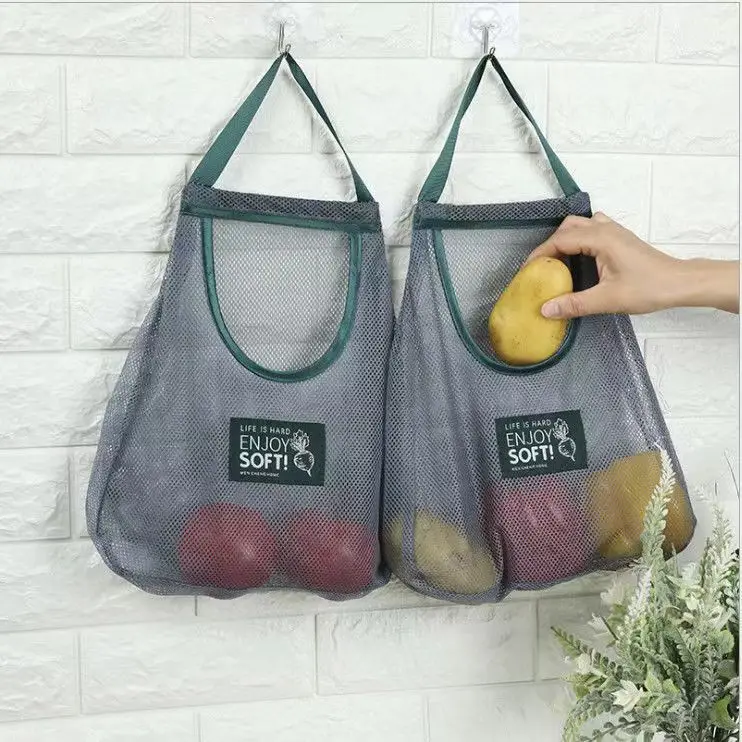 Wholesale Kitchen Vegetable Storage Net Pocket Household Multi-functional Creative Fruit Wall Bag Hanging Storage Bag