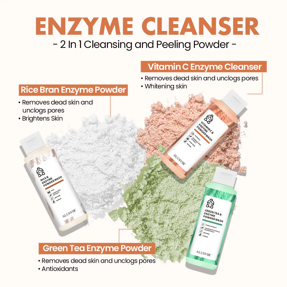 Custom Enzyme Rice Powder Face Wash Gentle Scrub Exfoliation Deep Pore Cleansing Soothe Skin Brightening Face Cleanser Powder