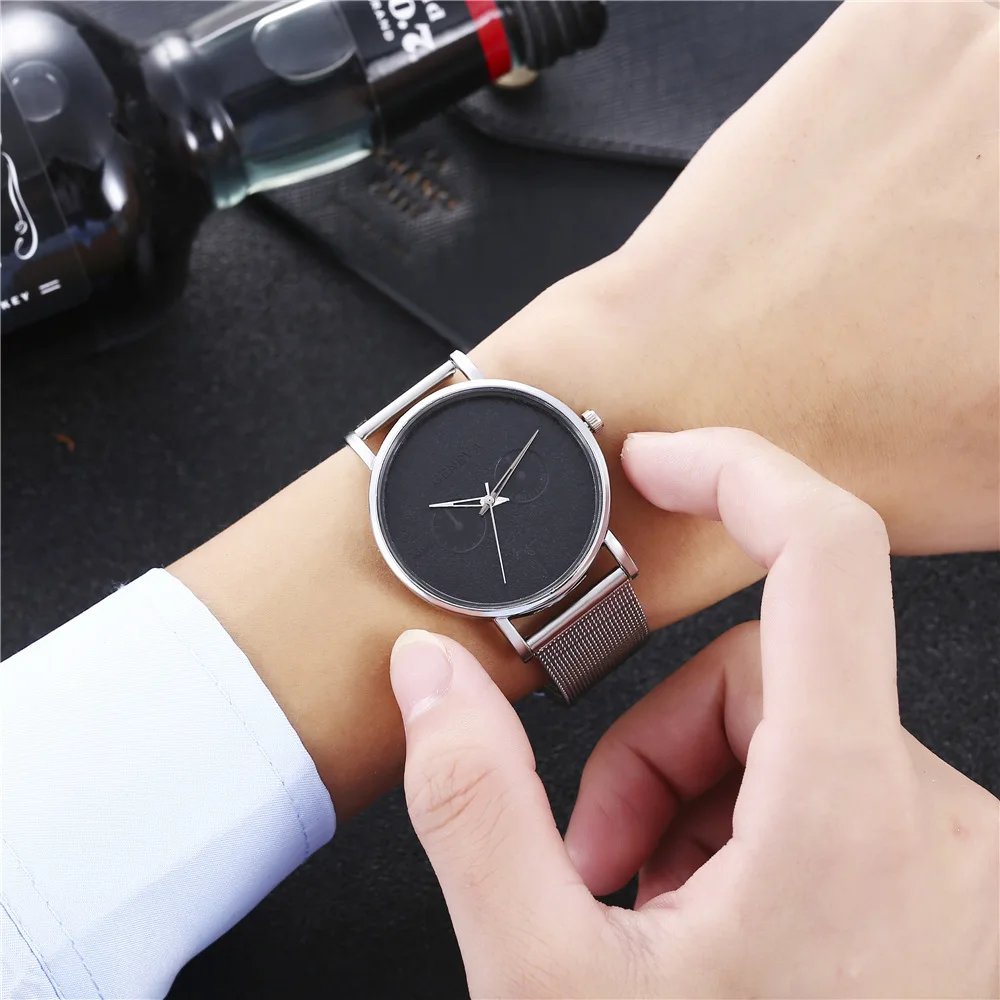 Simple Waterproof Stainless Steel Alloy Minimalist Quartz Watches for Black Silver Rose Gold Two Eyes Mens Wrist Watch Quartz