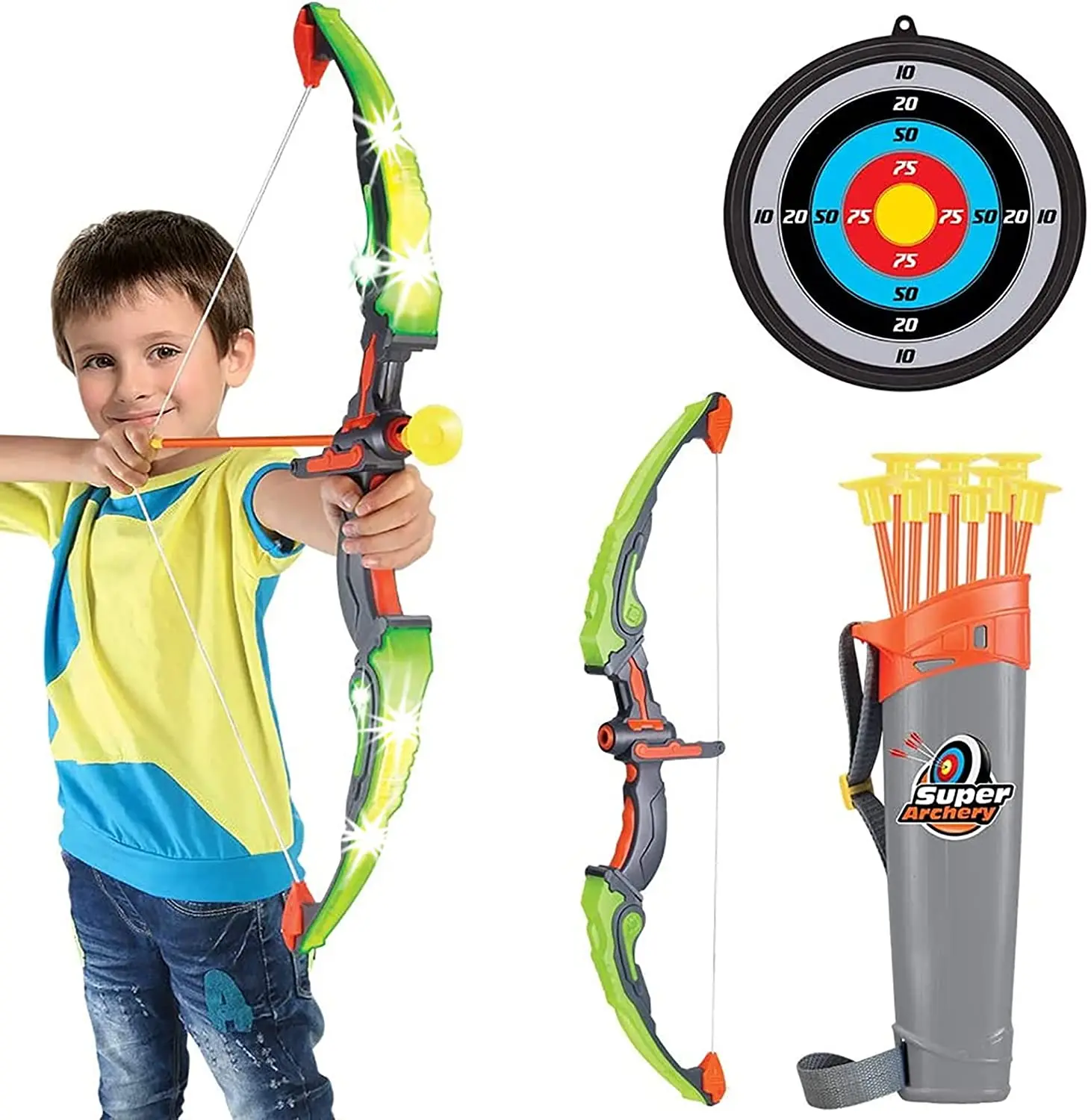 CPC Kids Outdoor Game Hunting Children Funny Shooting Archery Sport Eye Coordination Training Wood Bow And Arrow Set with target