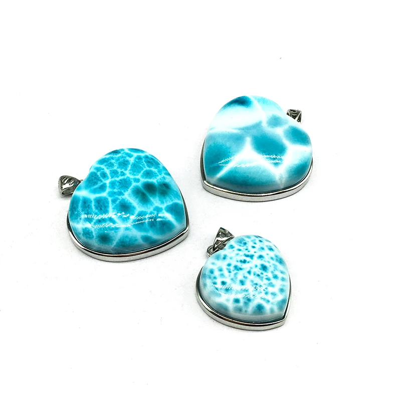 Wholesale Natural larimar pendants blue gemstone jewelry crystal pendants for home decoration and gifts
