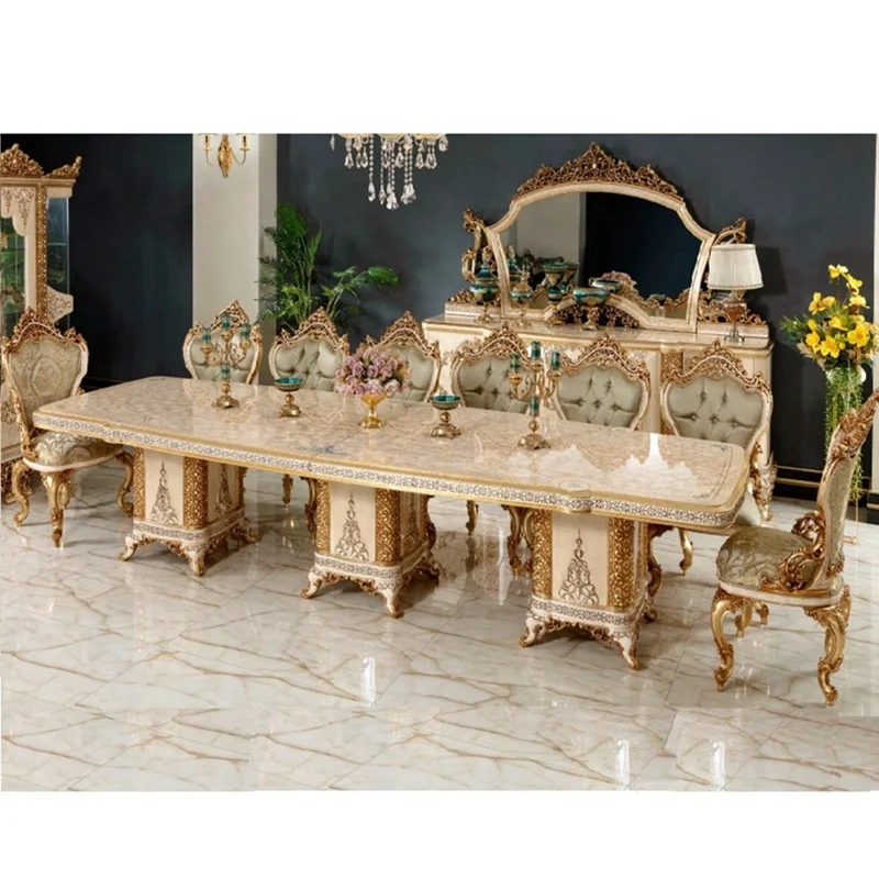 Classical luxury 10 seater dining table set,Hot selling Royal dining table set 10 seater wooden