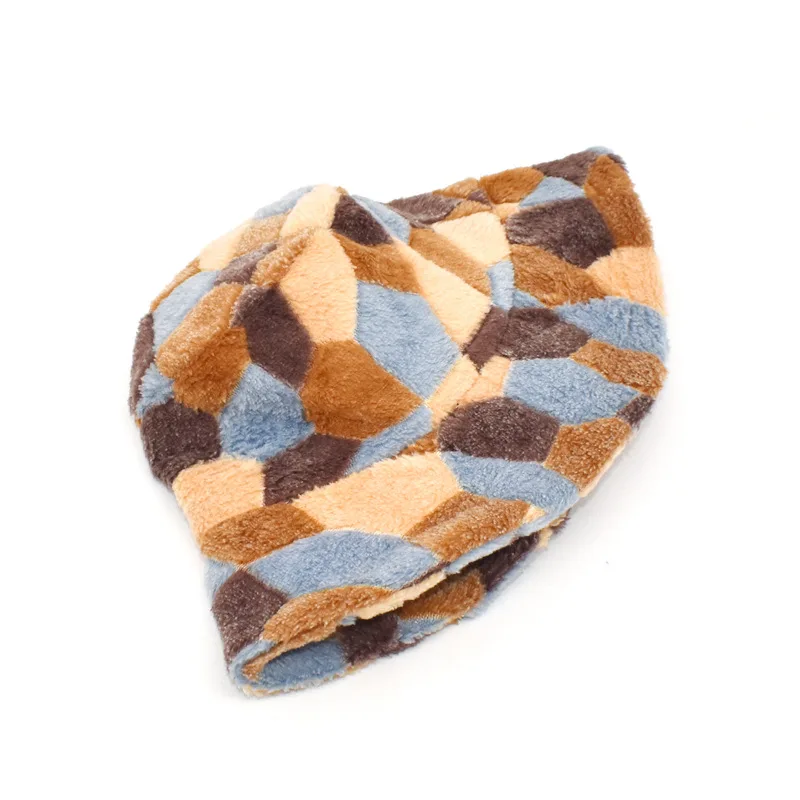 Women Fashion Stylish Custom Colorful Fuzzy Winter Bucket Hat Cap Color Beach hat