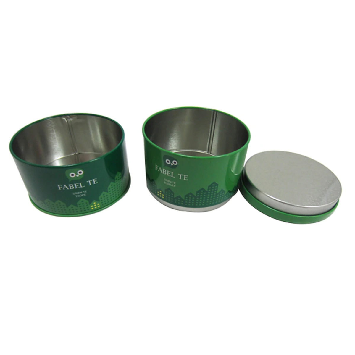 Round shape coffee bean tin cans with double lid