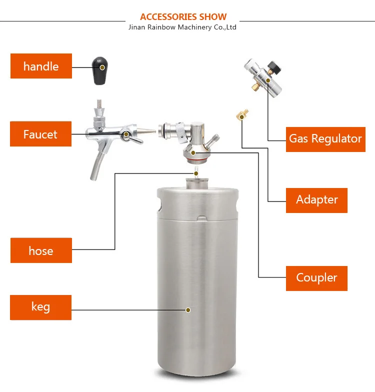 High Quality Stainless Steel Beer HomeBrew Mini Keg 5L For Sale