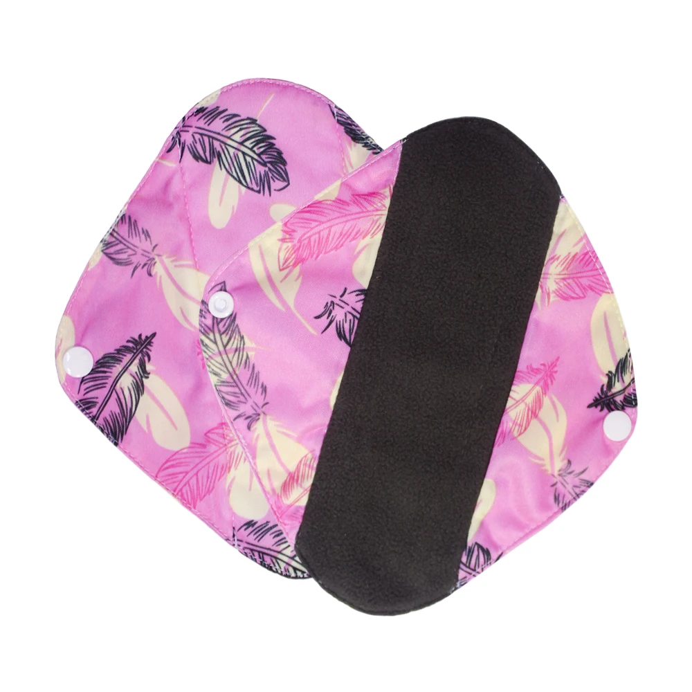 Pink Flower Design Women Reusable Bamboo Menstrual Pad Female Sanitary Pads Napkins for Period