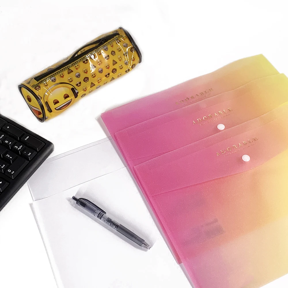 Custom Logo A4 Envelope File Document Folder Clear Document Envelope Organizer with  Button