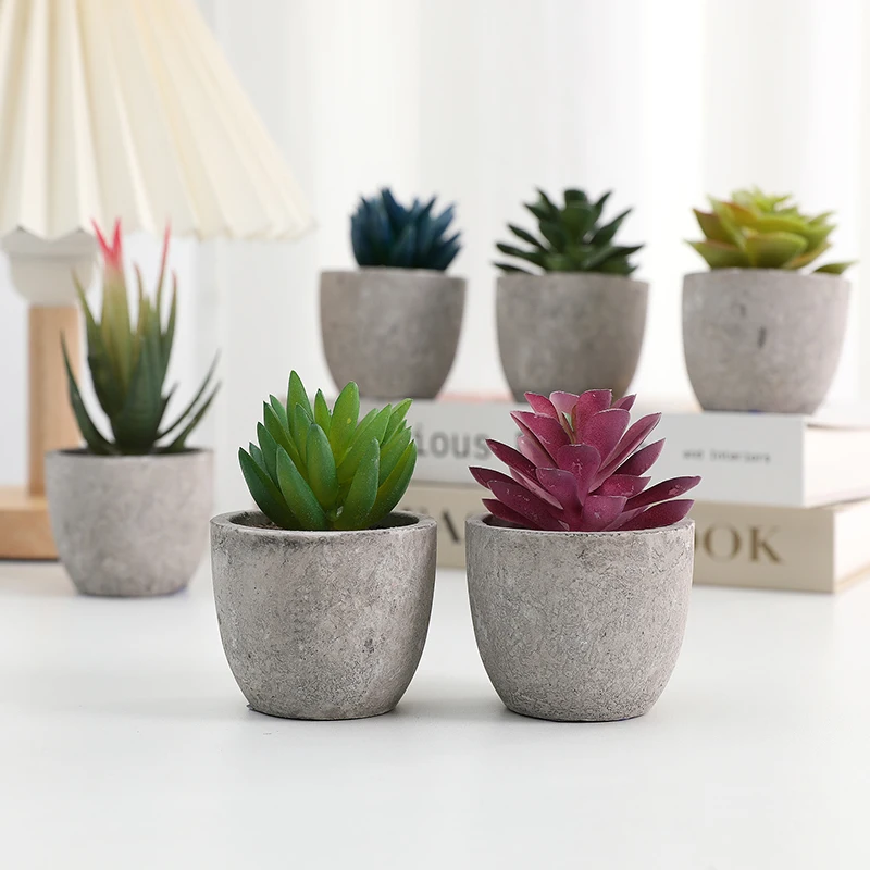 Mini Artificial Succulents DIY Meaty Artificial Plants Paper Pulp Vase for Artificial Greenery