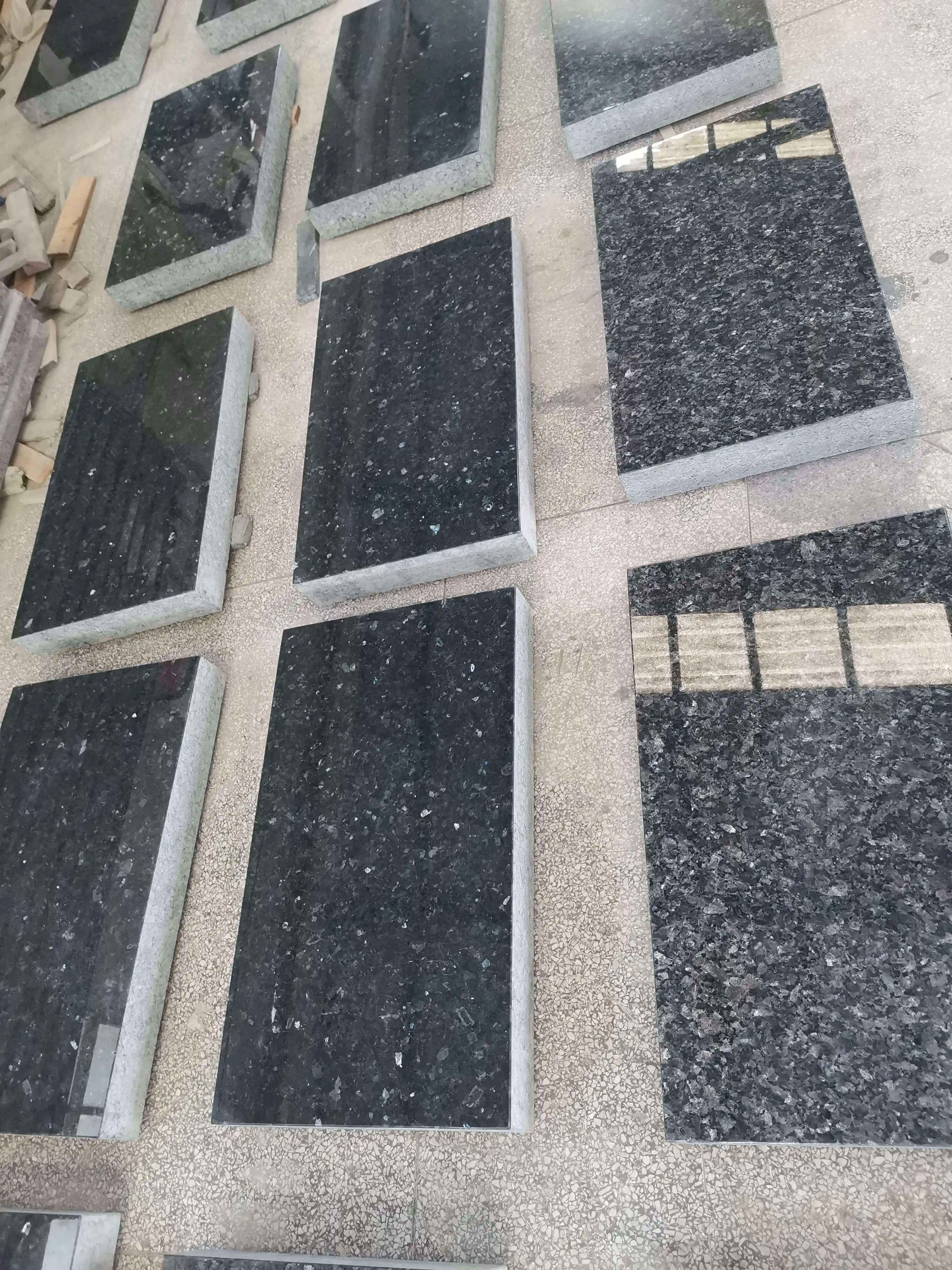 Hot Sell Blue Pearl Granite Marker/Upright Serp/Heart/Angle Headstones & Base Customized