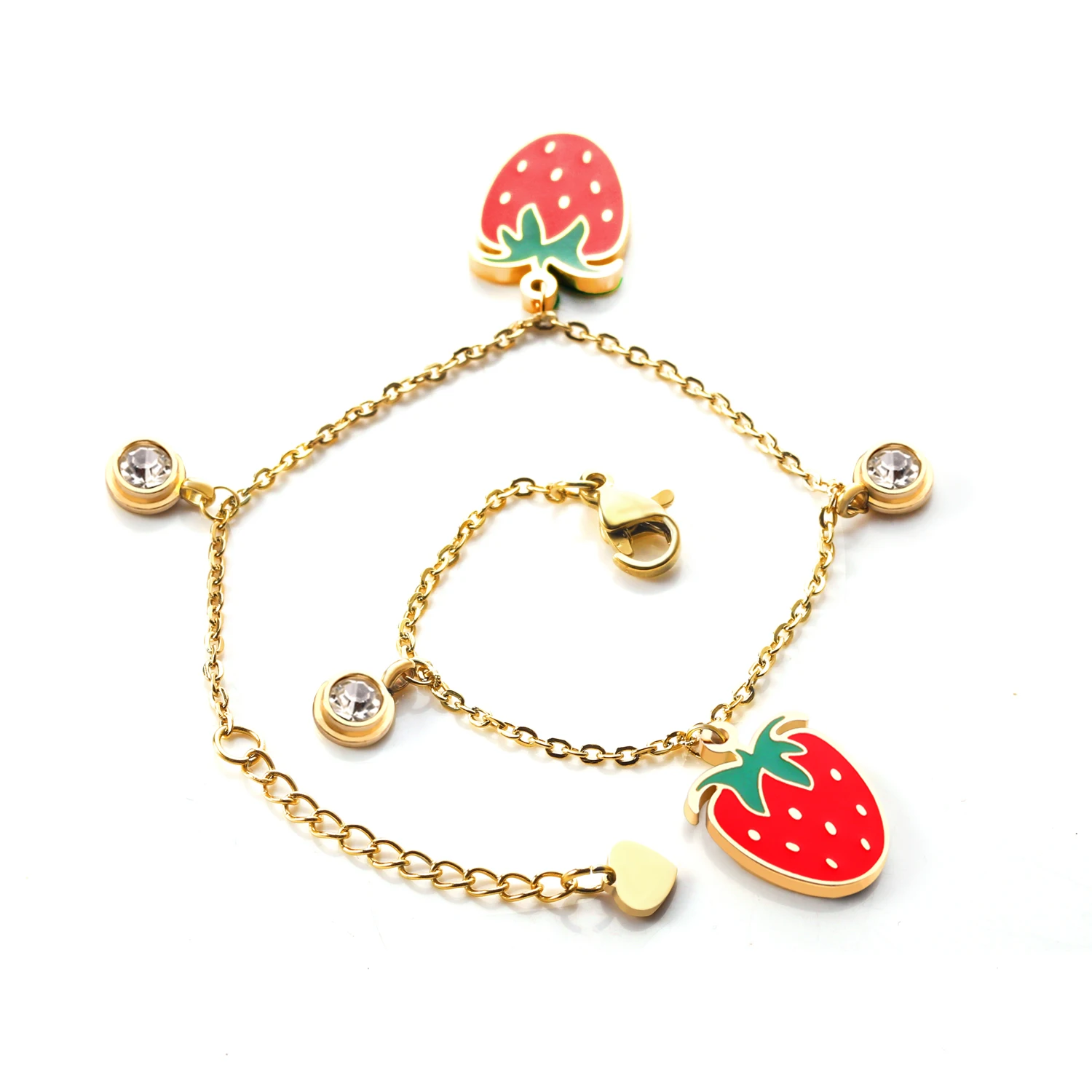 
Women Bracelet Jewelry Type Strawberry Pendant Bangle For Girls Cheap Price Stainless Steel Charm Bangles 