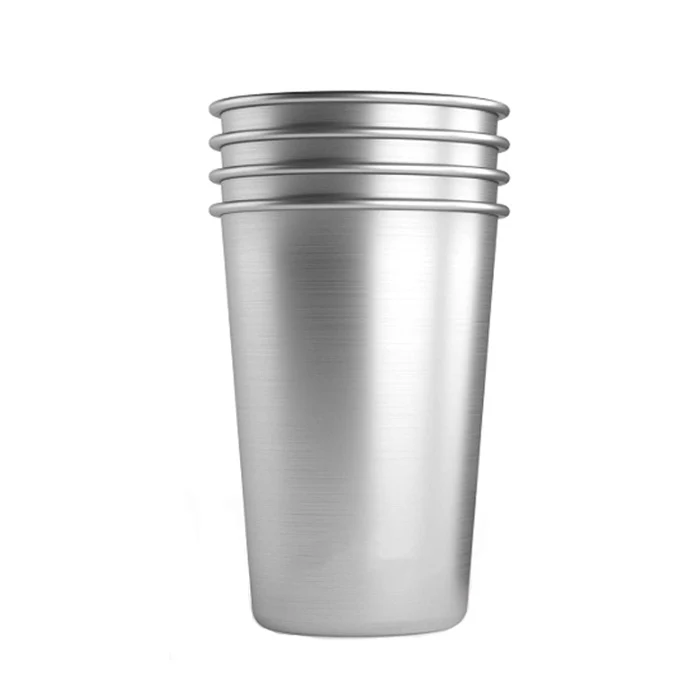 
16oz 20oz Reusable Stainless Steel Cups Metal Tumbler Stackable Durable Drinking Glass for Camping Picnic 