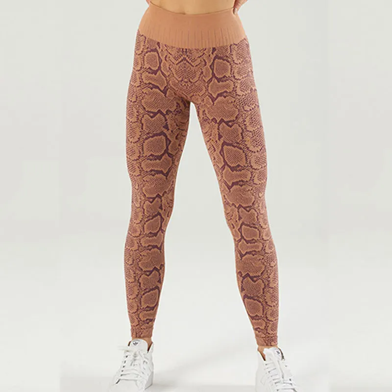  Fashion High Waisted Snake Print Leggings Streched Fitness Yoga Wear Legging With Custom Logo