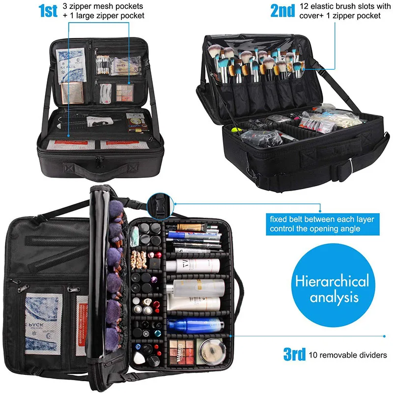  Cosmetic bag cosmetic organizer makeup case for beauty artists