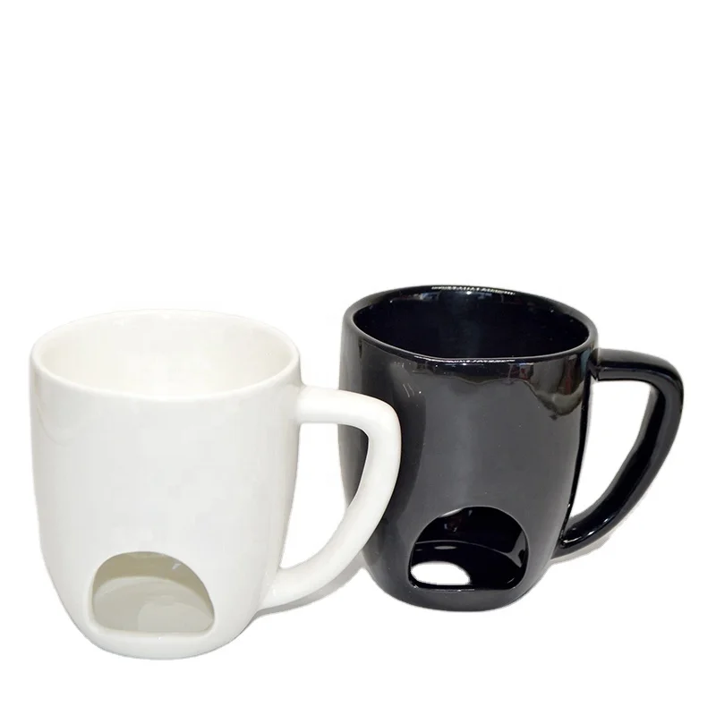Set Of 2 Persona Ceramic Chocolate Fondue Mugs Set Black Or White