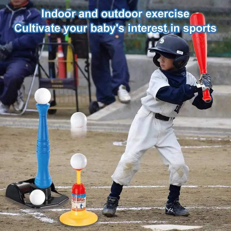 Adjustable Batting Bat Outdoor Games Baseball Set Sports Toy Baseball Training Machine Plastic Baseball Bat For Kids